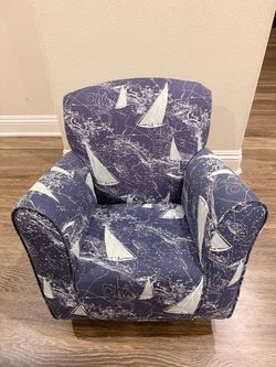 Kids Upholstered Armchair Nautical Print