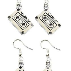 Cassette Earrings Retro Vintage 80's 90's Punk Rock For Womens Girls Jewelry Earrings 2 PACK

