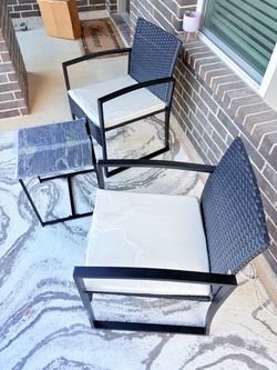 Outdoor Wicker Patio Chair Set with Side Table