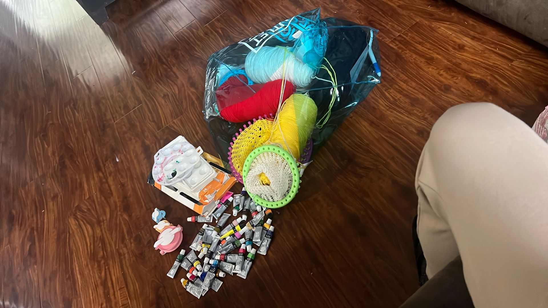 Acrylic Paint And Yarn