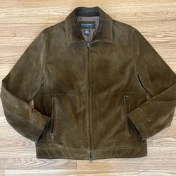Vintage Banana Republic Suede Leather Jacket Hazelnut Brown Distressed Medium