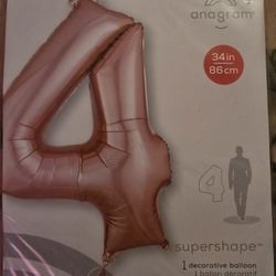 Brand New Number 4 Birthday Balloon 