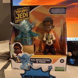 STAR WARS Young Jedi Adventures KAI BRIGHTSTAR HOLOGRAM YODA 2 Figure Pack 2023