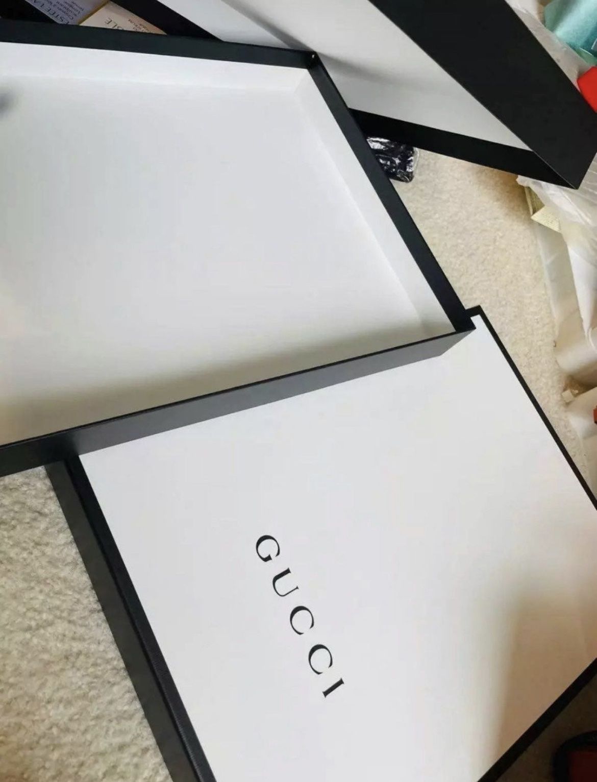 Authentic Gucci Gift Dress Bag Box Set *size: 16 x12 x3” With Wrapping  papers for Sale in Austin, TX - OfferUp