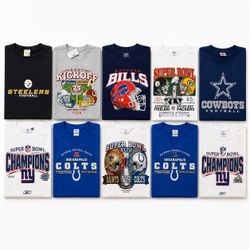Lot of 10 NFL Football T-Shirts – Bills Steelers Colts Super Bowl – XL/2XL