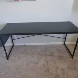 ODK Computer Desk Large Office Desk, 55 Inch Gaming Desk with Storage, Modern PC Desk Work Table with Headphone Hook for Home Office, Black