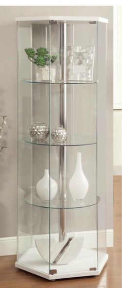 White/w Clear glass Curio Cabinet