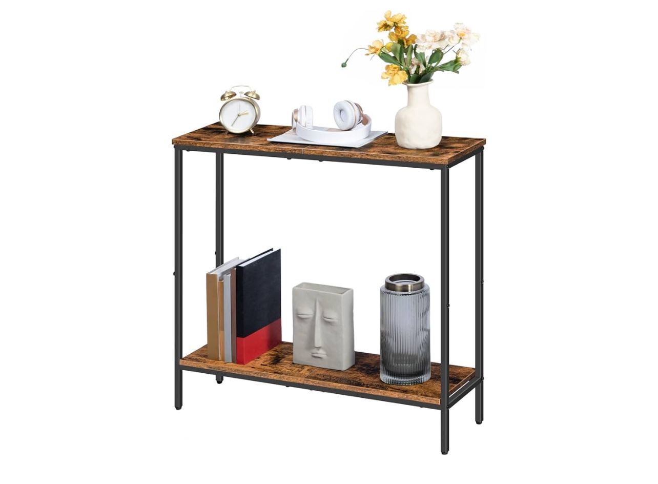 Narrow Console Table, Small Sofa Table, Entryway Table with Shelves, Side Table, Display Table, for Hallway, Bedroom, Foyer, Living Room, Rusti