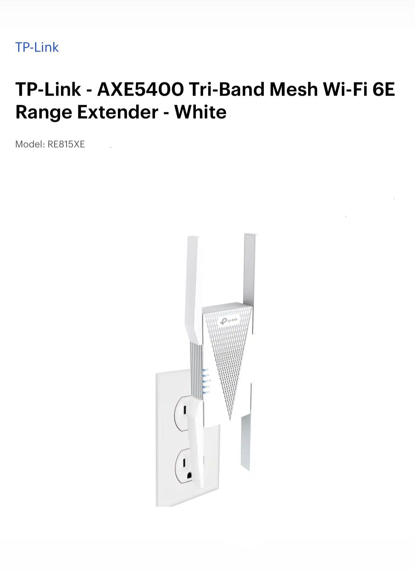 TP-Link - AXE5400 Tri-Band Mesh Wi-Fi 6E Range Extender - White