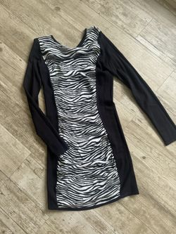 Zebra Striped Long-sleeve Dress 