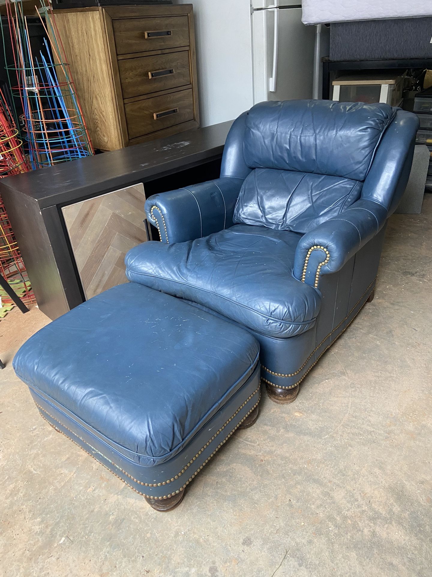 Leather Chair And Ottoman