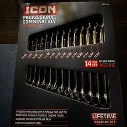 ICON Anti-Slip Grip Professional Combination Wrench Set, 14-Piece