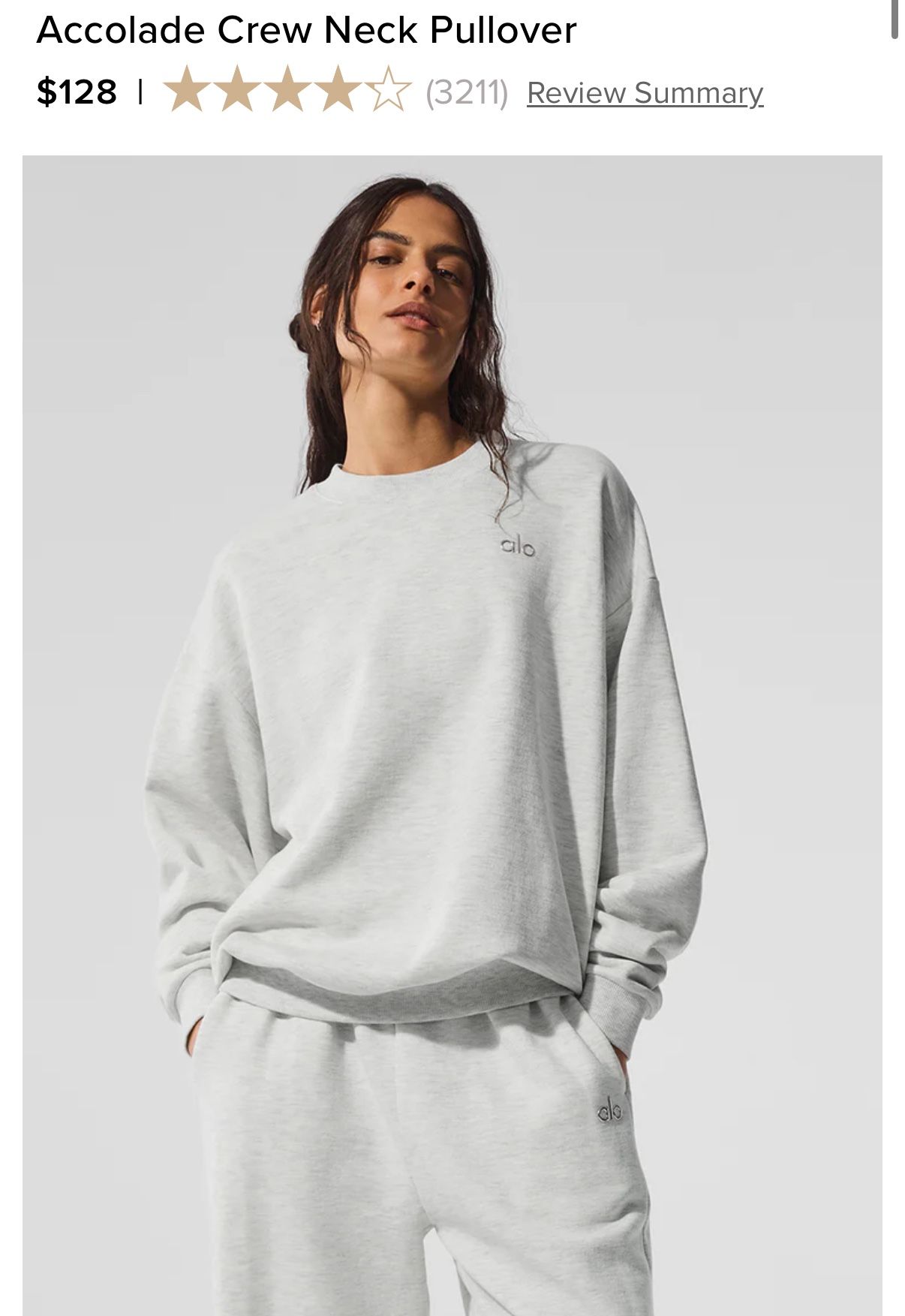 Alo Sweatshirt White Heather Size M