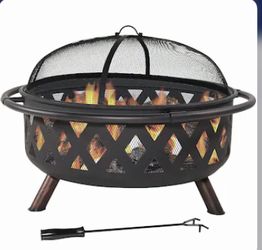 Sunnydaze Decor 36-in W Black Steel Wood-Burning Fire Pit(new in box)