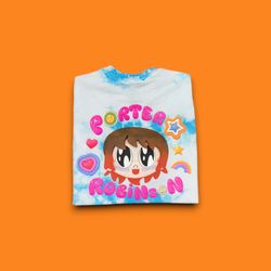 Porter Robinson Smile Tour T Shirt M Blue White Tie Dye Logo Official Merch