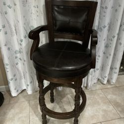 High Bar Stool Wood/ Leather 