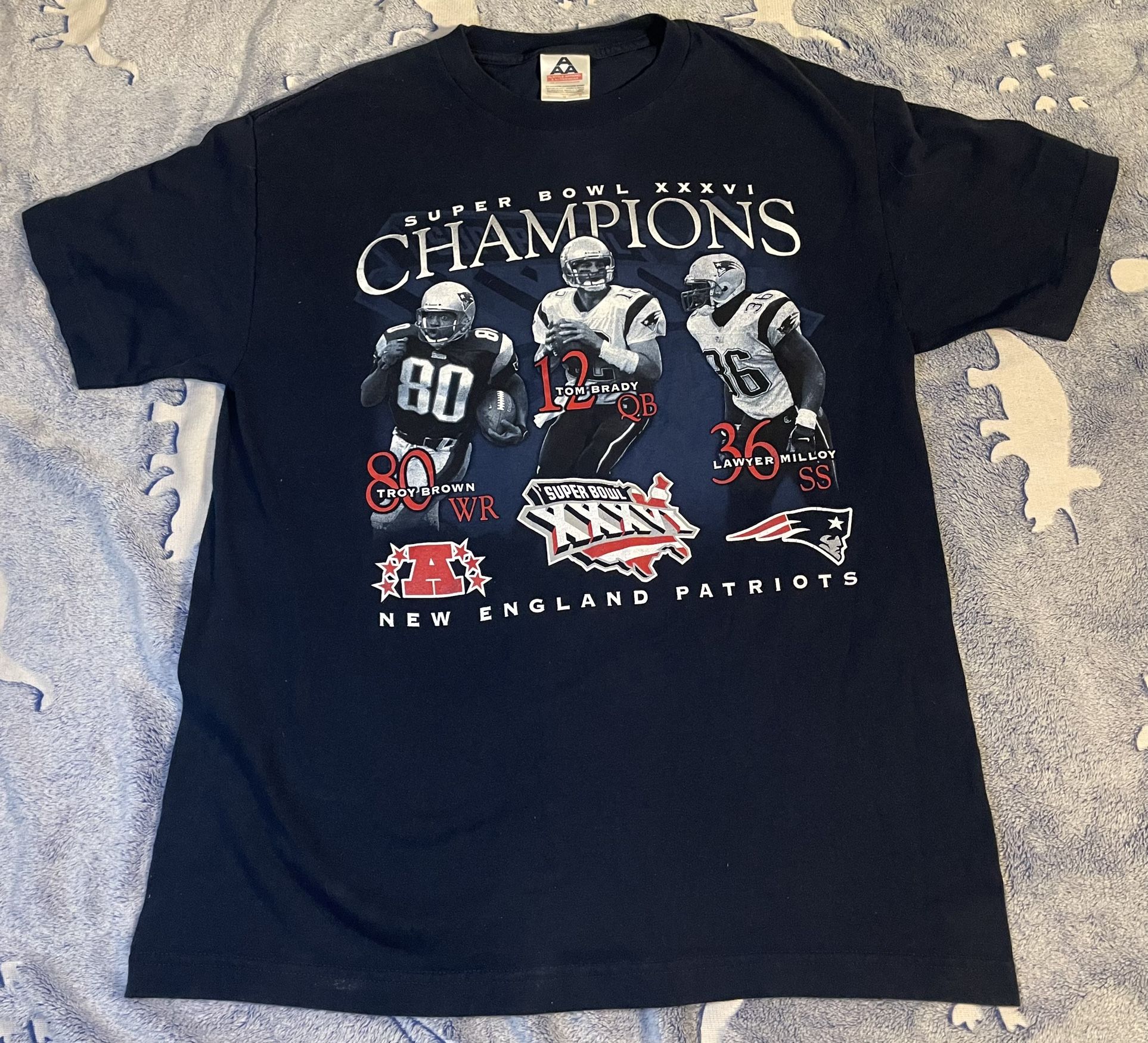 VTG Y2K New England Patriots Super Bowl XXXVI 36 Champions Shirt Size Large