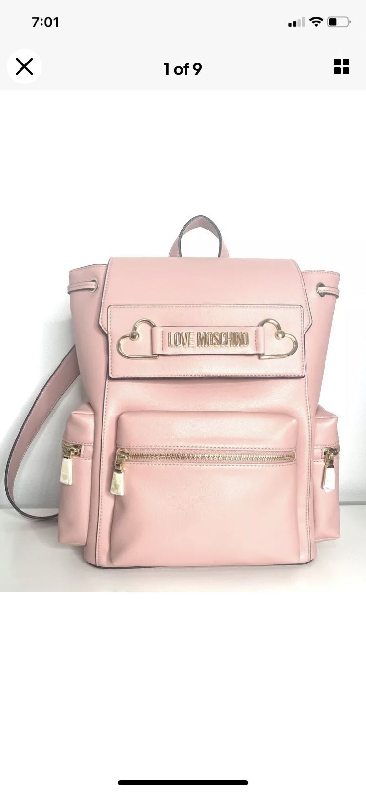 Love Moschino Pink Backpack Hearts Love Bag