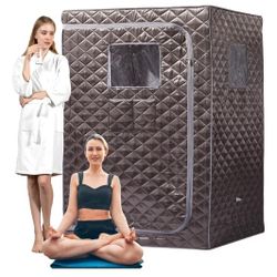 NIB Smartmak Full Size Steam Sauna Tent, Portable Whole Body Home Spa Room, 1 or Two Person Large Space, Steamer NOT Included (47.28" x 35.46" x 63" D