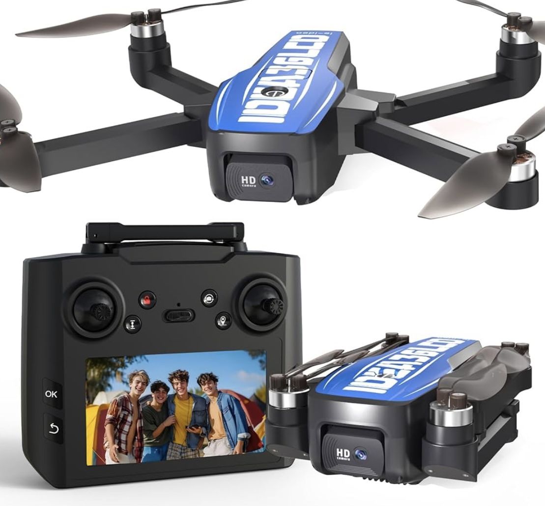 GPS Drones with 4.5-inch LCD Screen Brushless Motor Optical Flow Positioning One Key Start, Foldable Remote Control Quadcopter
