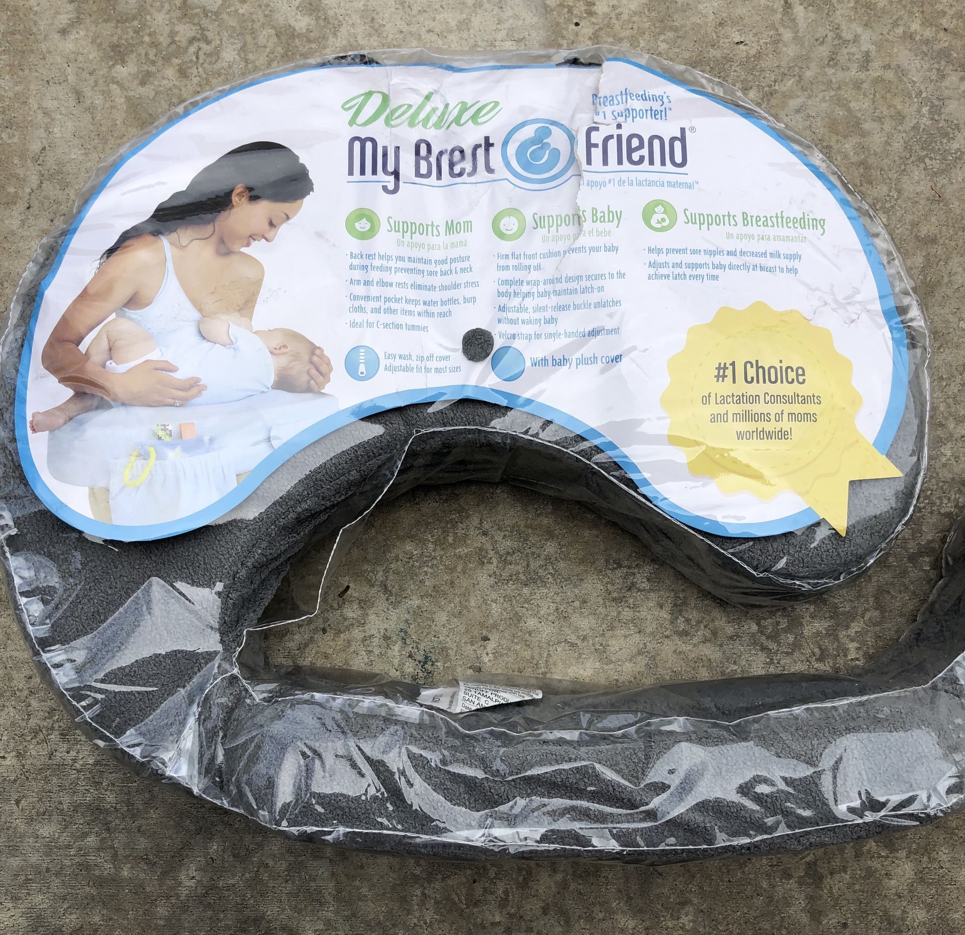 My Brest Friend Deluxe Nursing Pillow, Dark Grey, New Open Box Return