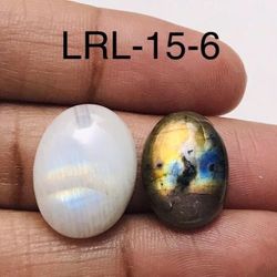 Labradorite & Rainbow Oval Shape-2Pc-Lot-LRL-15-6