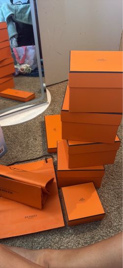 Hermès Orange Gift Boxes and Shopping Bag Set