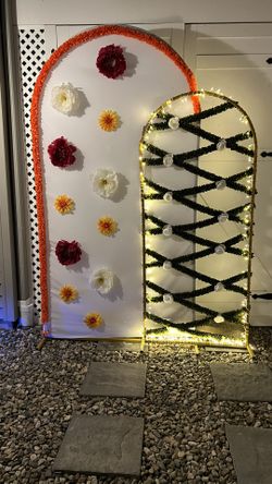Floral and Lighted Twin Arches for Photo Booth, Engagement, Wedding,  Haldi or Mehndi Decor