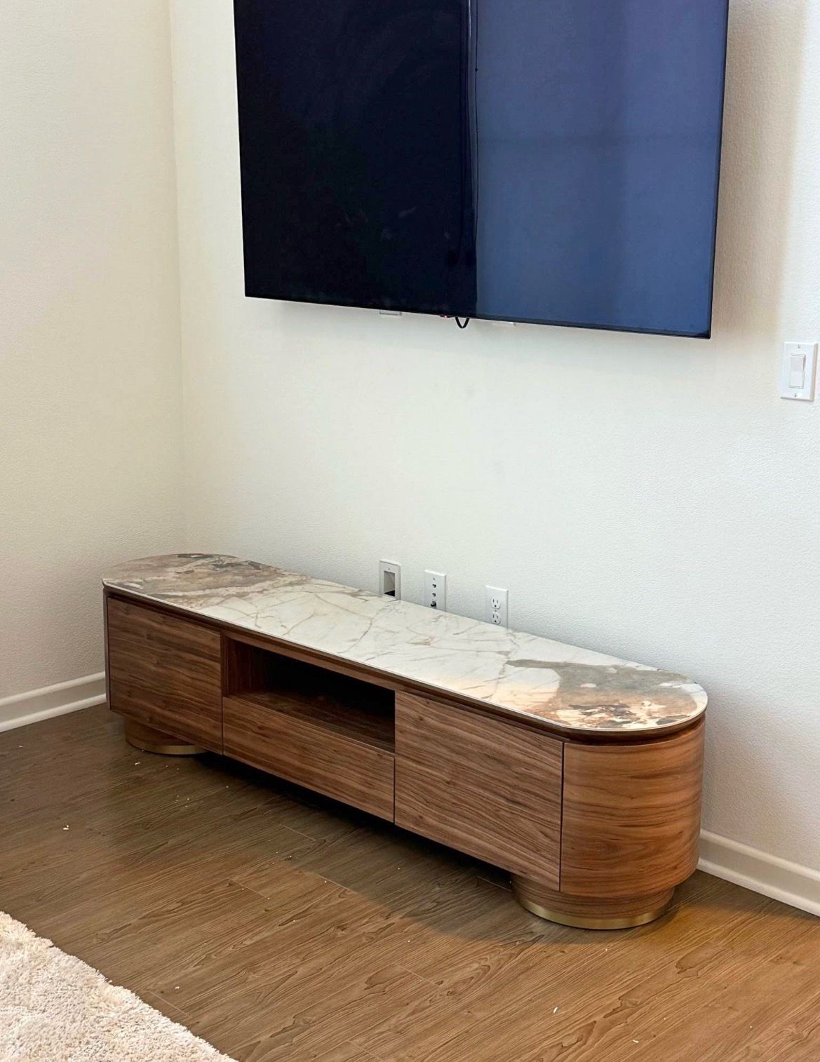 New modern dark oak tv console with ceramic top, free delivery โ
modern oak tv stand, new tv console