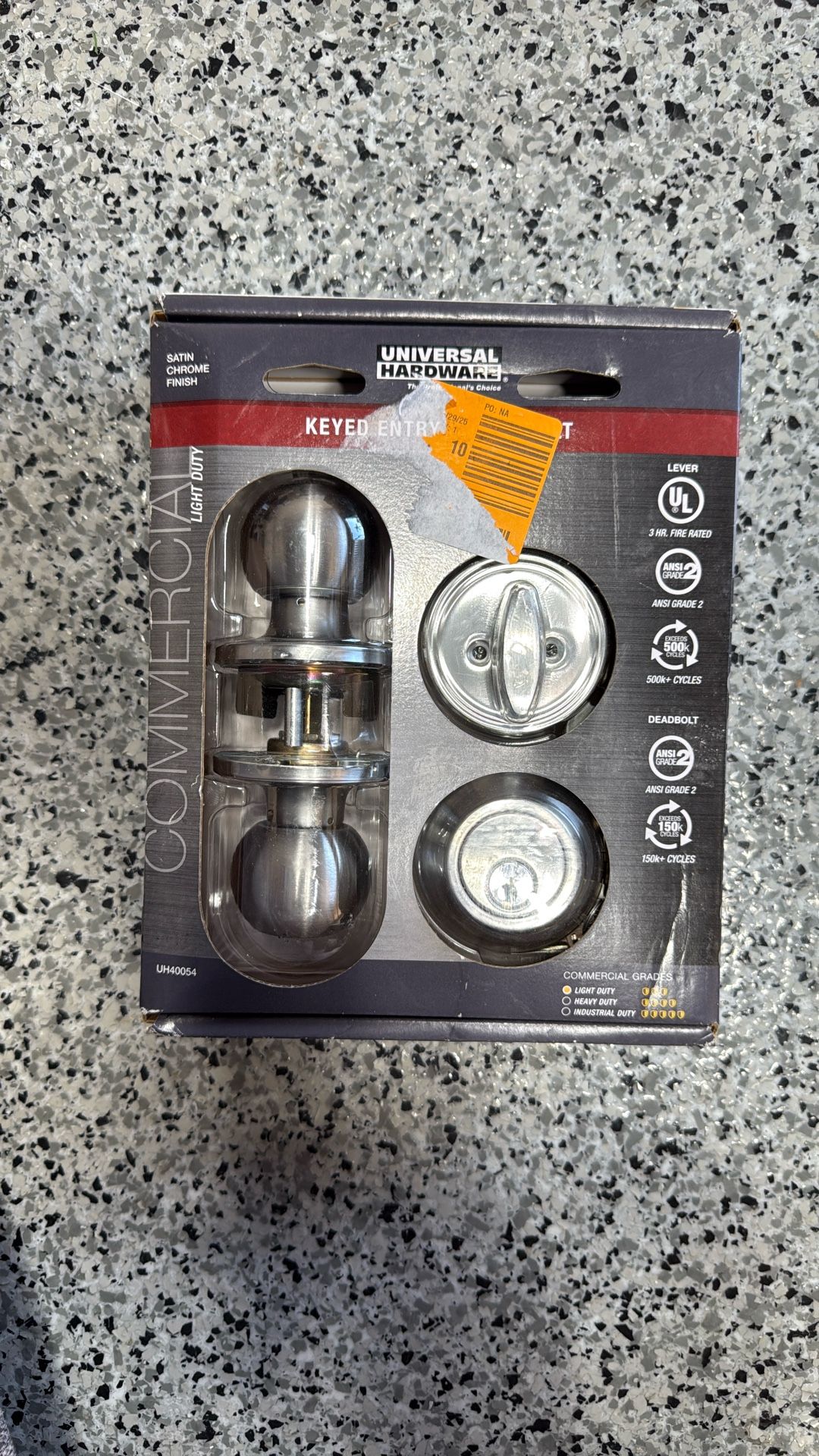 The Home Depot price for the Universal Hardware Light Duty Commercial ANSI Grade 2 Entry Knob and Deadbolt UL 3-Hour Fire, Keyed Alike Satin Chrome