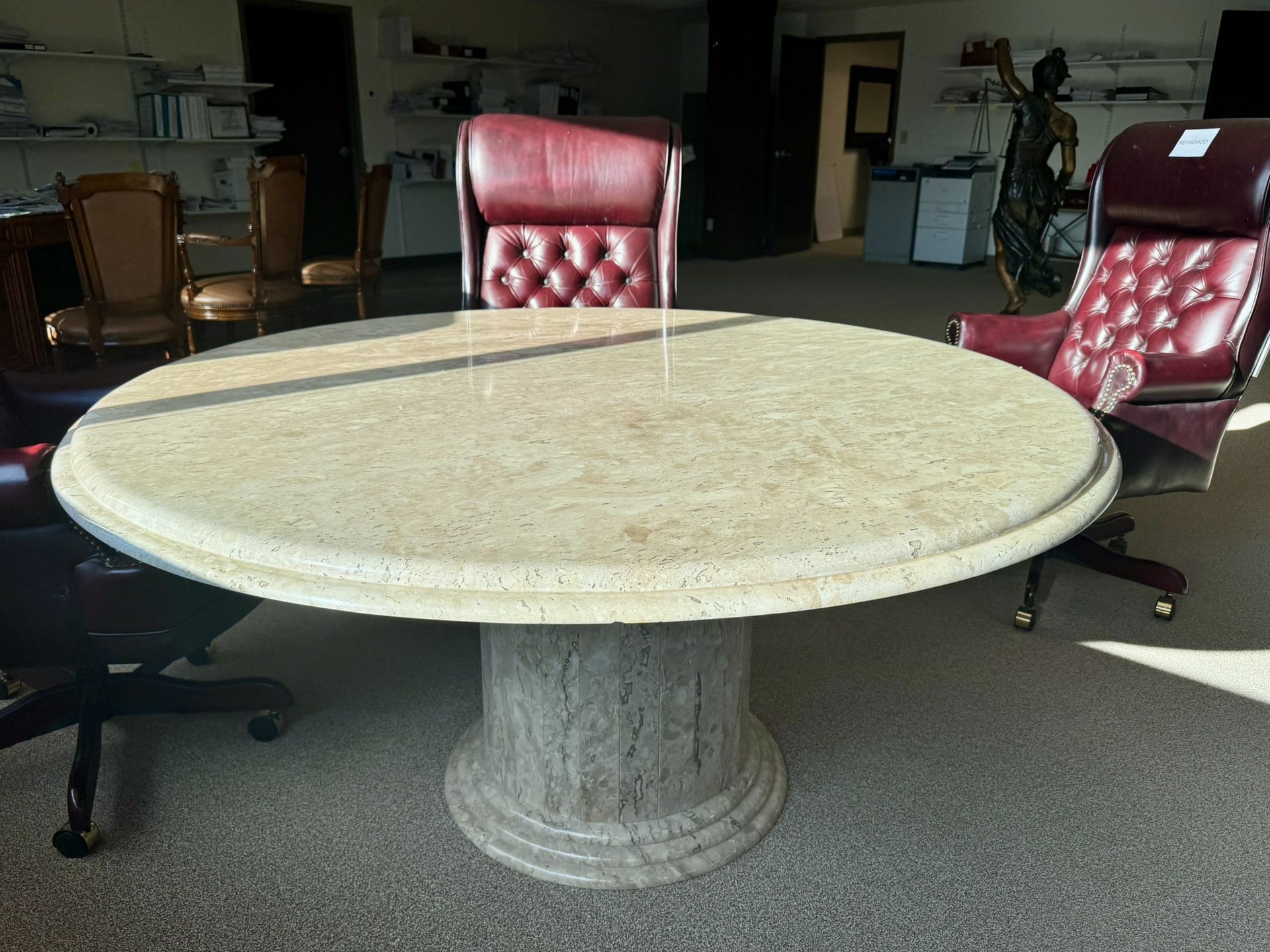 Beautiful 60” Round Marble Travertine Table