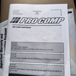 Pro Comp Rear Shock Extension Kit – 2019+ Silverado/Sierra (Brand New)