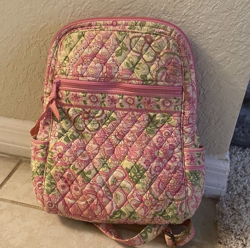 Pink and Green Vera Bradley Mini Backpack