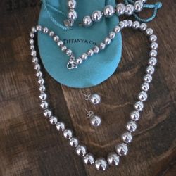 Tiffany's Graduated Ball Necklace, Earrings and Bracelet Set