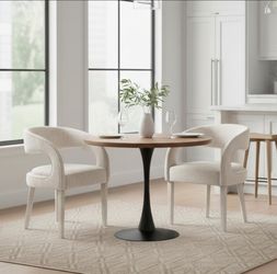 Modern Dining Chairs Set of 2, Upholstered Linen Kitchen & Dining Room Chairs Kitchen Chairs with Arms/Open Back Comfy Accent Chairs for Living Room/B