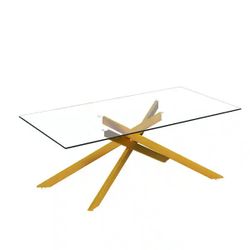 Modern Glass Coffee Table with Chic Gold Base