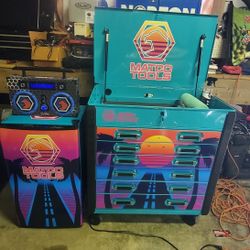 Matco 80s Series Toolbox And Mini Fridge Plus Boombox