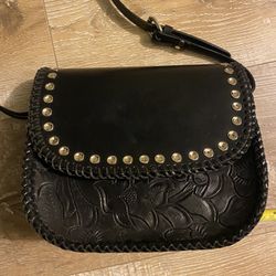 Black purse   Zara Studded Embossed Leather Cross Body Bag