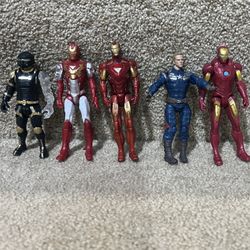 Marvel lot of 5 Ironman & Captain America 4” posable figures & Final  Faction 