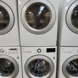 LG Front Loading Washer And Stackable Gas Dryer Set 