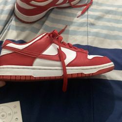 Red and white dunks