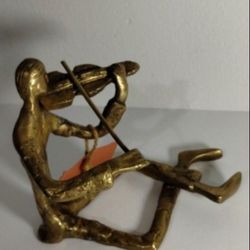 BRUTALIST BRASS SCULPTURE - MUSICIAN 6"×4" - B100