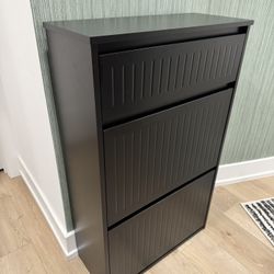 Black Modern Entryway Mudroom Tip-Out Flip Shoe Storage Cabinet Rack Organizer with Top Drawer