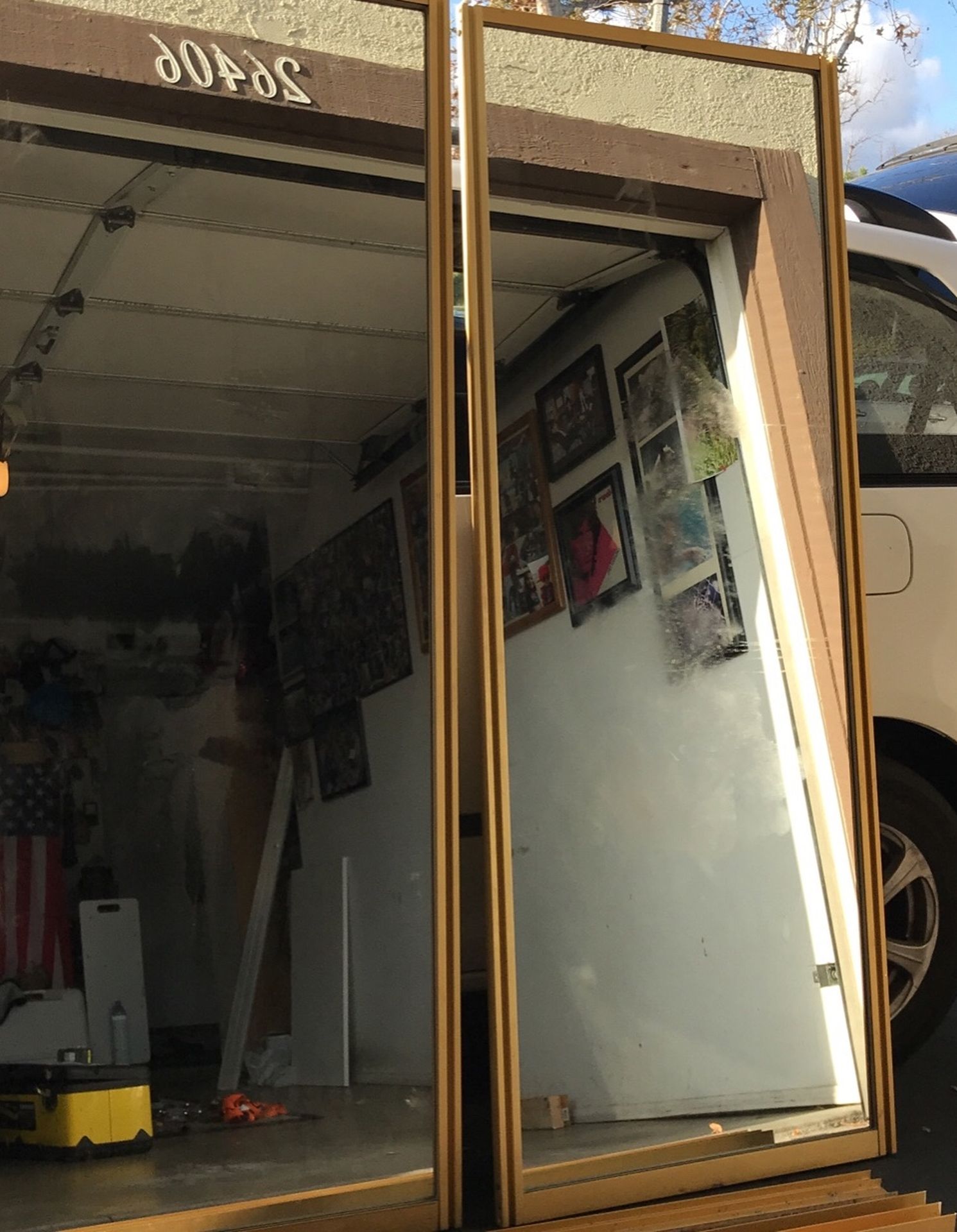 Vintage Mirrored Closet Doors. Gold, Rails Included