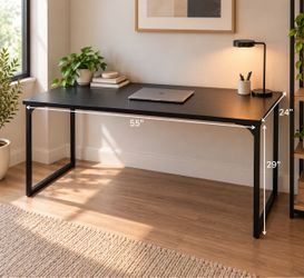 Brand New Coleshome 55” Black Computer Desk – Fully Assembled