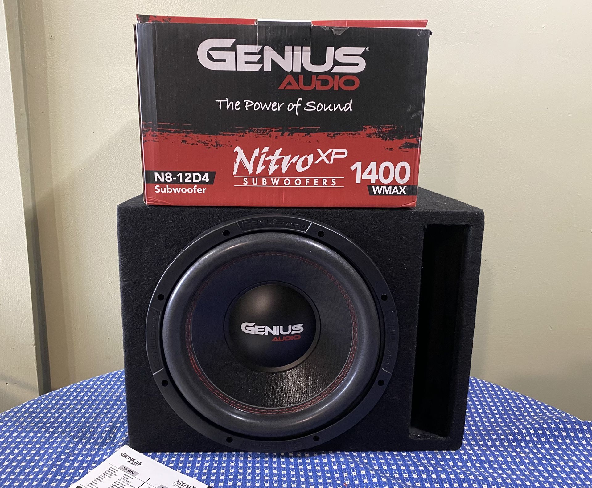 New 12” Genius Audio 1400w Max Power Subwoofer + New Ported Enclosure