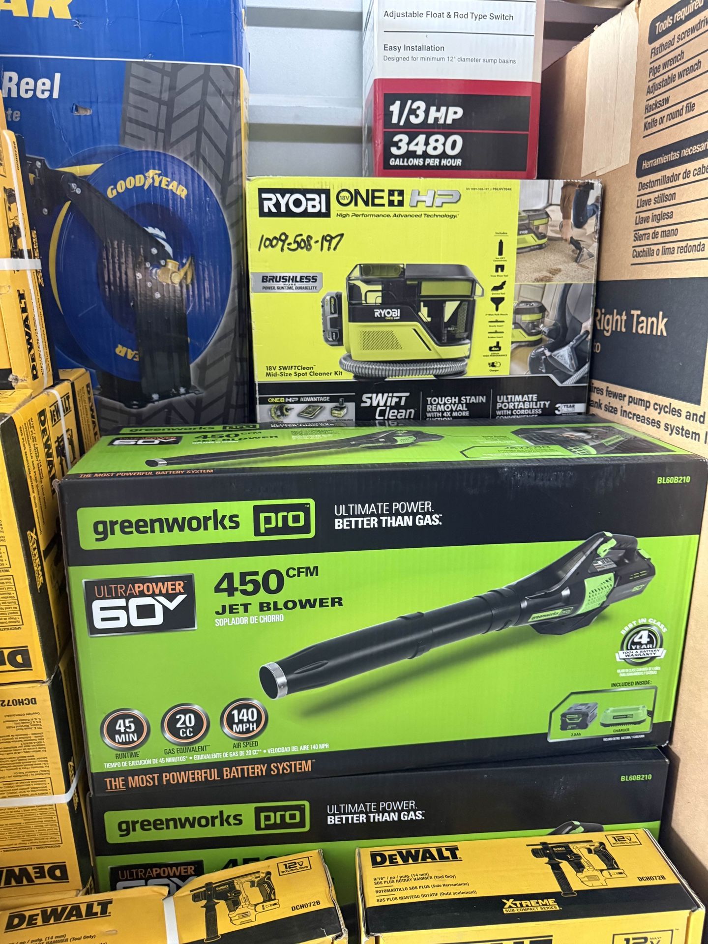 Greenwork 60V Leaf Blower 450 CFM Charger And Battery Bundle NEW