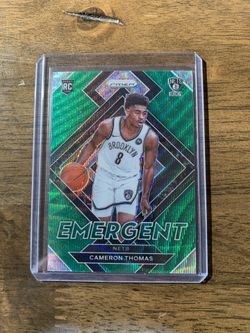 2021-22 Prizm NBA Cam Thomas GREEN WAVE SP Emergent Rookie RC #4 Brooklyn Nets