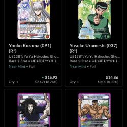 Union Arena Yu Yu Hakusho Trading Cards