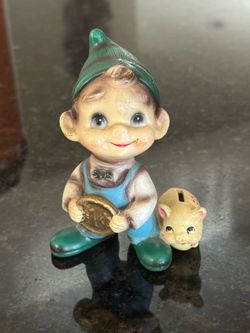 vintage Josef pixie/leprechaun figurine, specifically from their "Wee Folks" series